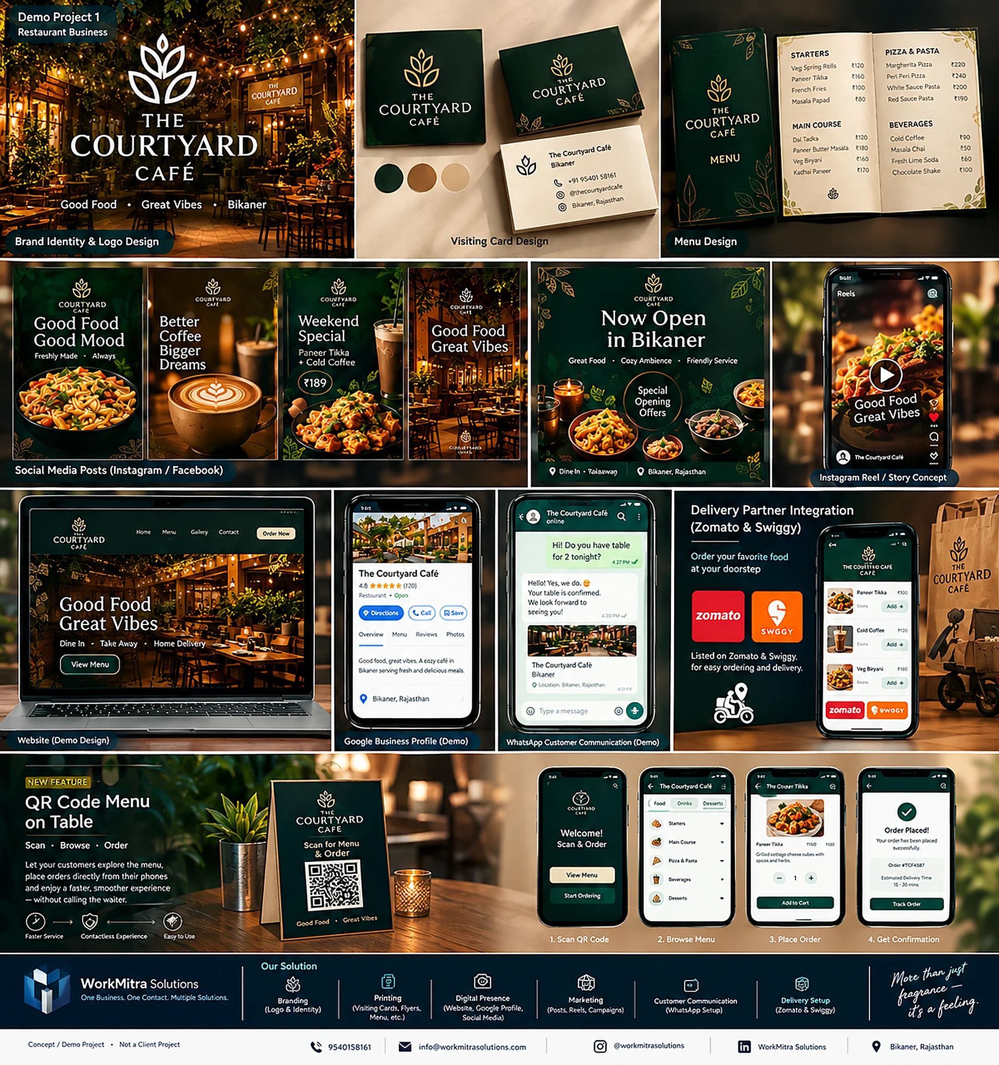 Illustrative restaurant identity sample materials